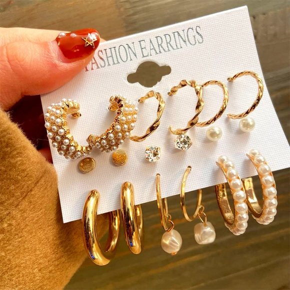 deals Jewelry - 18 pairs Fashion Latest Earrings Combo Set Crystal Pearl Stud Earrings for Women